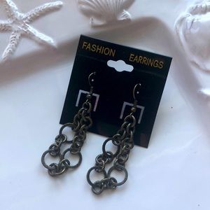 NWT handmade antique brass dangle earrings